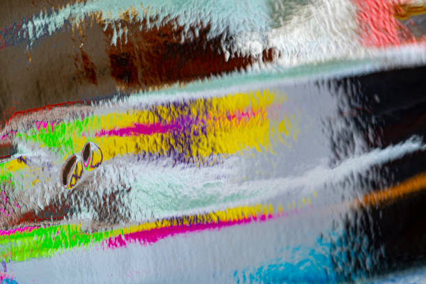 istock Texture of crumpled aluminum kitchen foil with reflected colors 1218070085