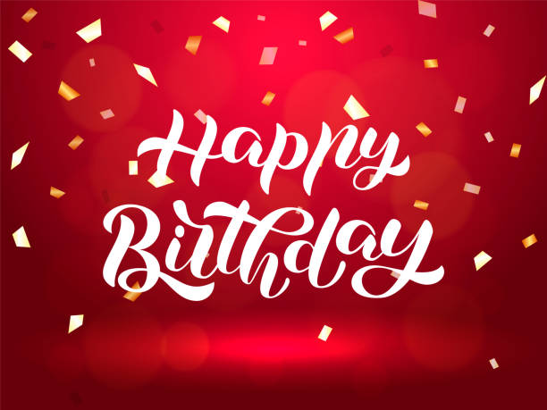 istock Happy birthday brush lettering. Vector stock illustration for card or banner 1218071188