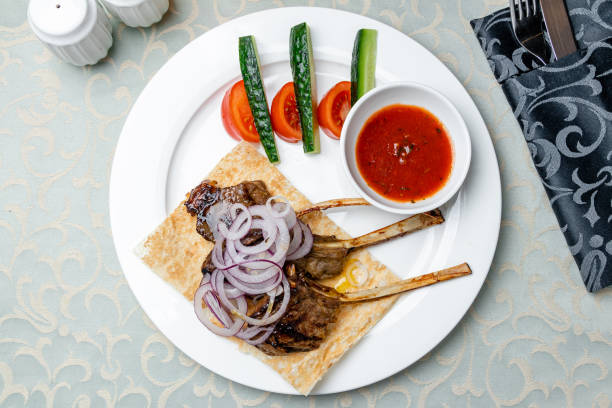 istock kebab from a rack of lamb 1218076242