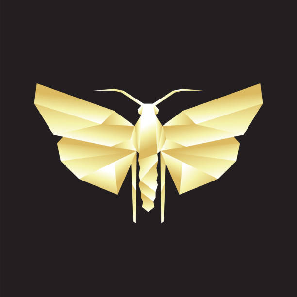 istock Abstract polygonal butterfly Galleria Mellonella. Geometric linear butterfly 1218078552