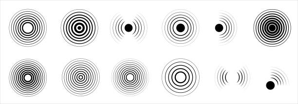 illustrations, cliparts, dessins animés et icônes de ensemble d’icônes radar. collection sonar ondes sonores. icône radar. signe d’onde de sonar. grand ensemble sur le fond blanc - vecteur de stock. - medical scanner audio