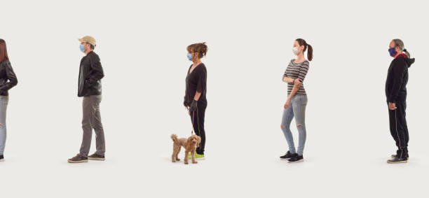 Group of people in queue, Social Distancing Concept