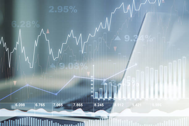 istock Multi exposure of abstract financial diagram on computer background, banking and accounting concept 1218086099