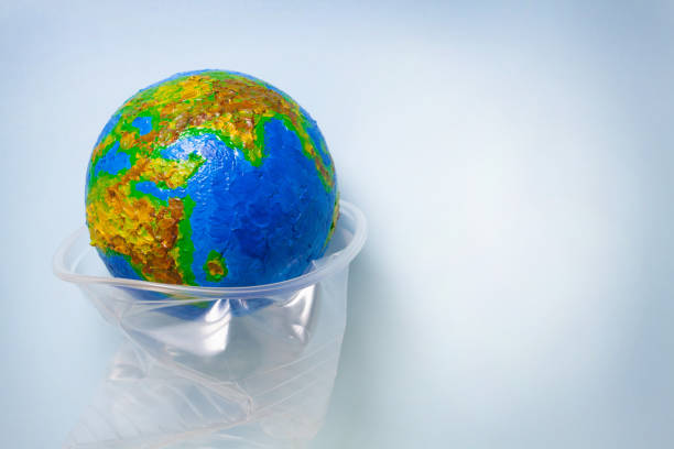 istock World Environment Day card. Planet earth without plastic concept. 1218086661