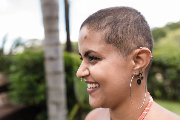 Smiling short hair woman