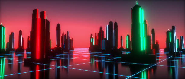 istock a futuristic background with neon glowing cubes (3d rendering) 1218089765