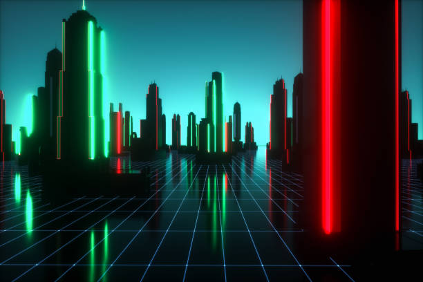 istock a futuristic background with neon glowing cubes (3d rendering) 1218089782