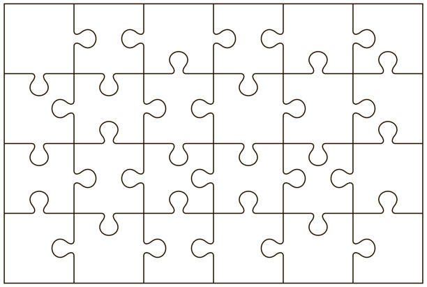 白い背景に分離されたパズルピースベクトルイラスト - ジグソーパズル点のイラスト素材／クリップアート素材／マンガ素材／アイコン素材
