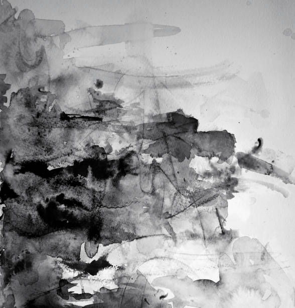 istock Black watercolor, abstract messy design with splashes 1218094456