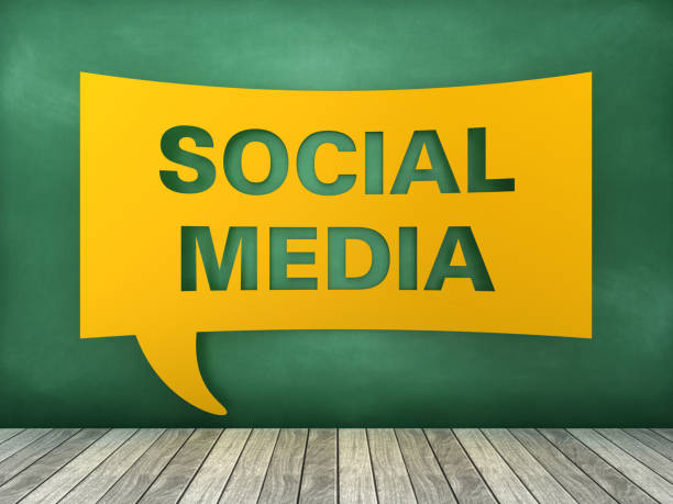 istock Speech Bubble with SOCIAL MEDIA Word on Chalkboard - 3D Rendering 1218096159
