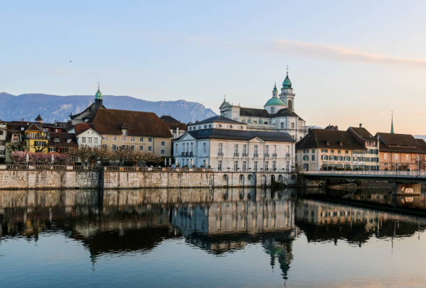 City Solothurn with St. Ursen Cathedral in the morning Solothurn in the early morning europa mythological character photos stock pictures, royalty-free photos & images