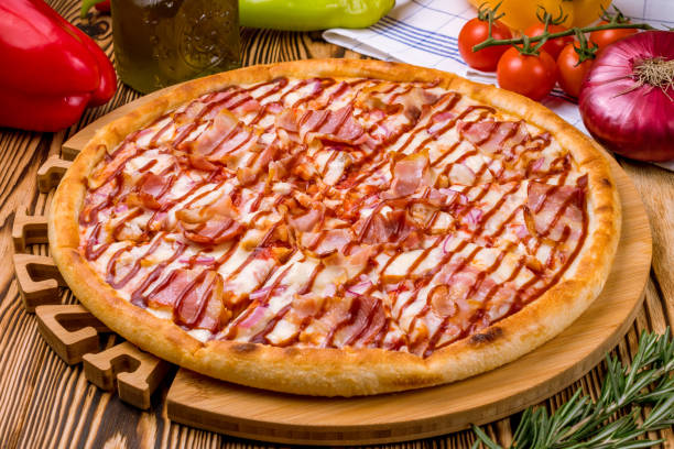 istock Pizza with meat and barbecue sauce 1218105581