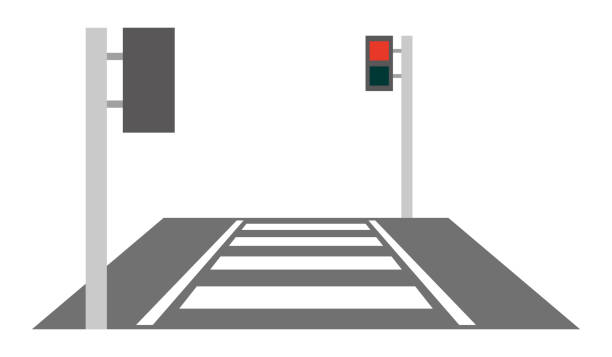 赤信号を使った横断歩道 - 赤信号点のイラスト素材／クリップアート素材／マンガ素材／アイコン素材