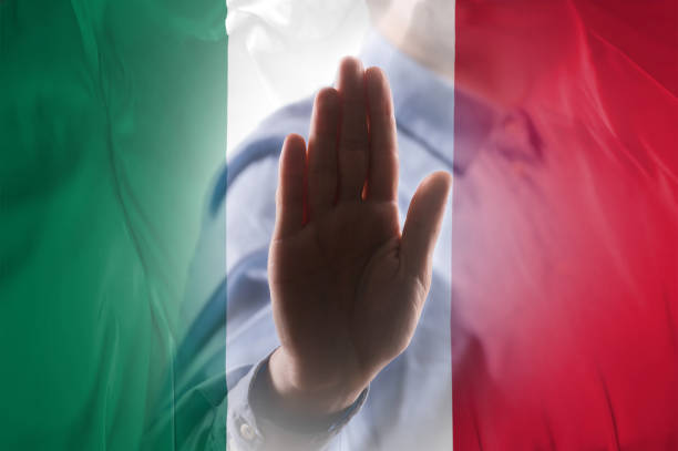 ITALY FLAG with hand STOP SIGN / Flag concept (Click for more)