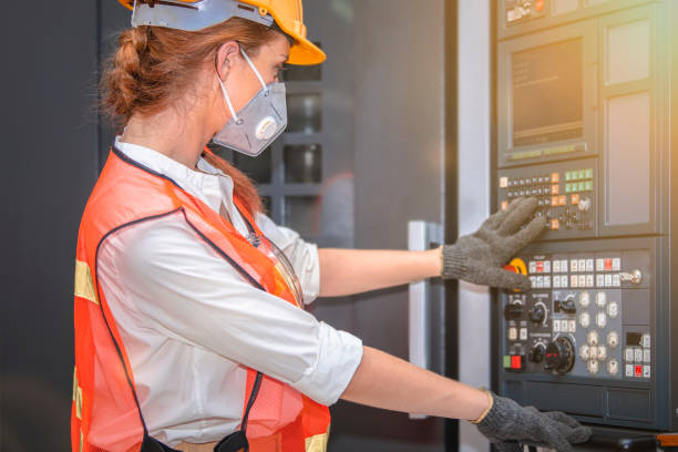 istock Young woman engineer in the mask protected herself with air pollution & virus 1218111495