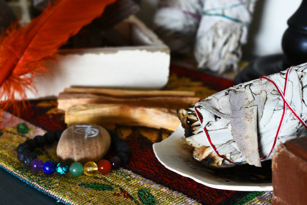 istock Burning Palo Santo Smudge Stick 1218111678