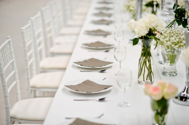 istock empty glasses wine in restaurant, glass water, campaign glass 1218111709