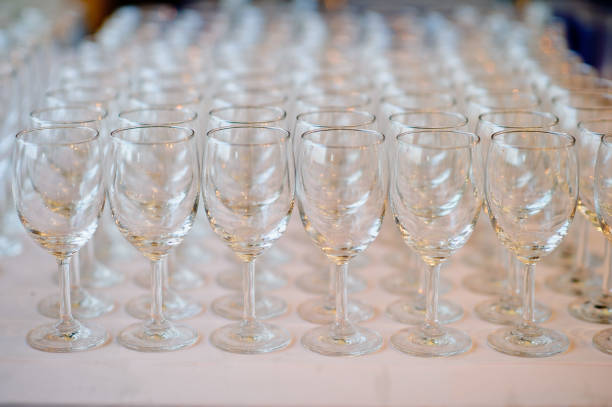 empty glasses wine in restaurant, glass water, campaign glass