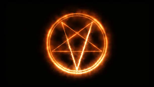 star pentagram medieval occult sign. mystic symbol of the Rituals and Black Magic in the style of burning with 
red heat and smoke.