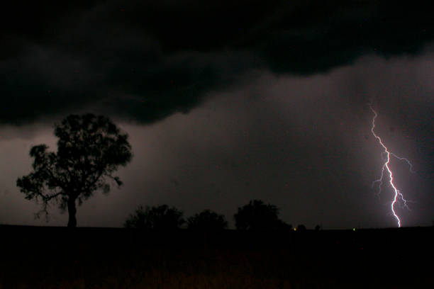 Lightning on the plains of Oklahoma stock photo