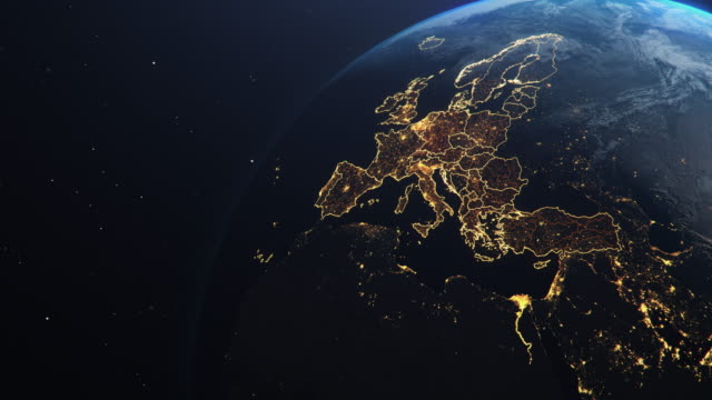 Planet Earth from Space EU Europe Countries highlighted
