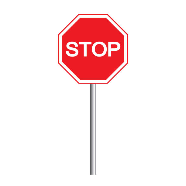 istock Red Stop Sign isolated on white background with pole. Traffic regulatory warning stop symbol. Vector illustration, EPS10. 1218134520