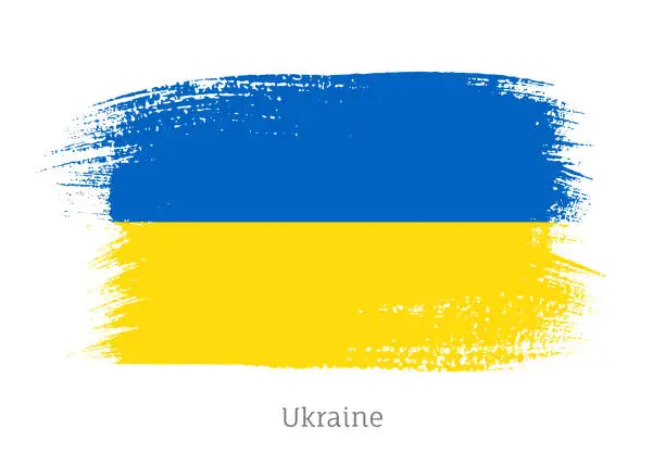 Vector illustration of Ukraine official flag in shape of brush stroke