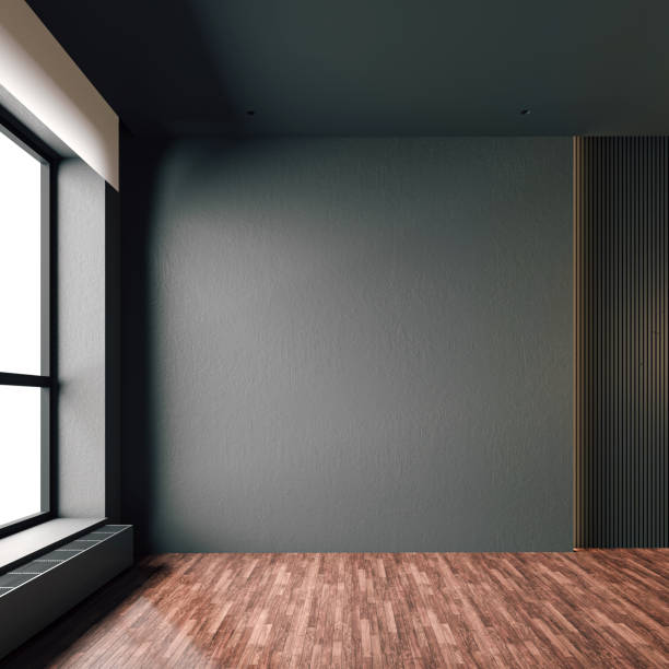 istock 3d render of beautiful interior with dark  gray walls 1218140008