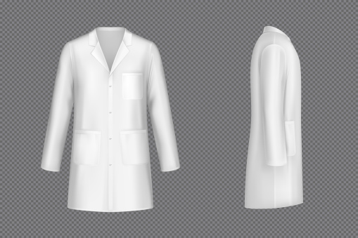 Vector white doctor coat, medical uniform