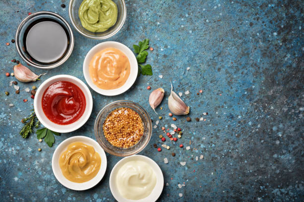 istock Top view of bowls with different sauces 1218145934