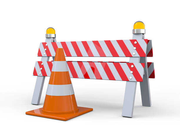 istock Signs of road work. Hazard warning. 3D 1218146096