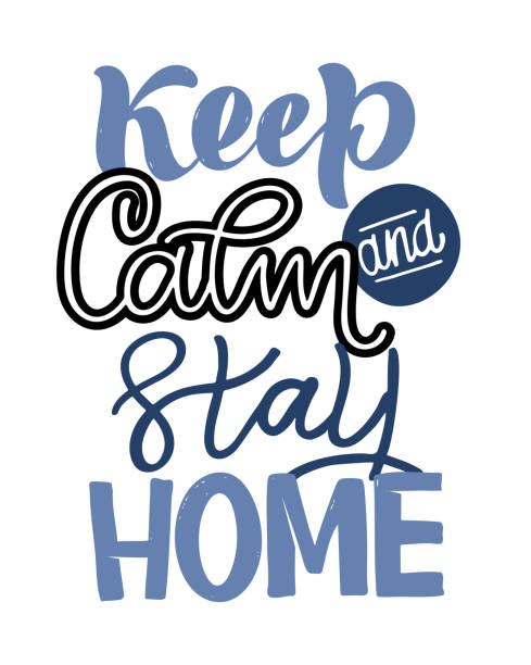 istock Keep calm and stay home, wash your hands - motivation lettering quote for self quarine time. Hand drawn motivation card design. 1218149483