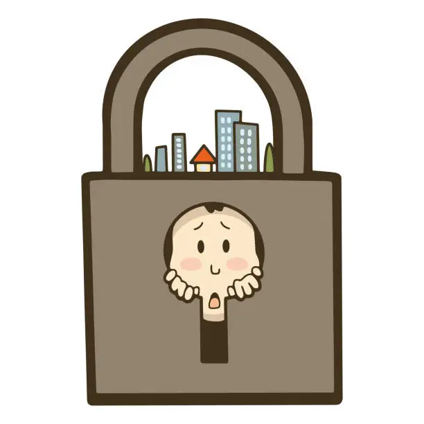 Vector illustration of Image illustration of a person living in a locked down town.