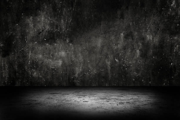 istock Empty space of Studio dark room concrete floor grunge texture background. 1218161969