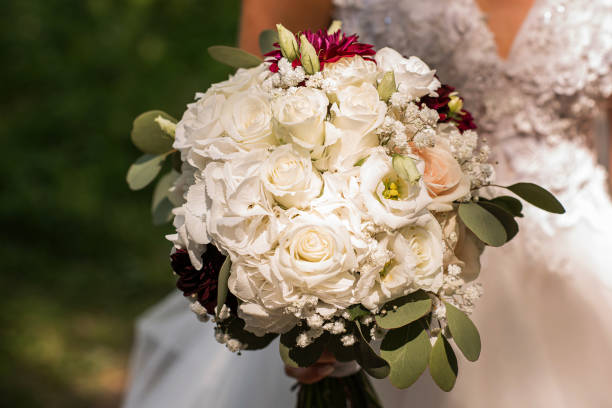 istock white rose bridal bouquet wedding flowers 1218162339