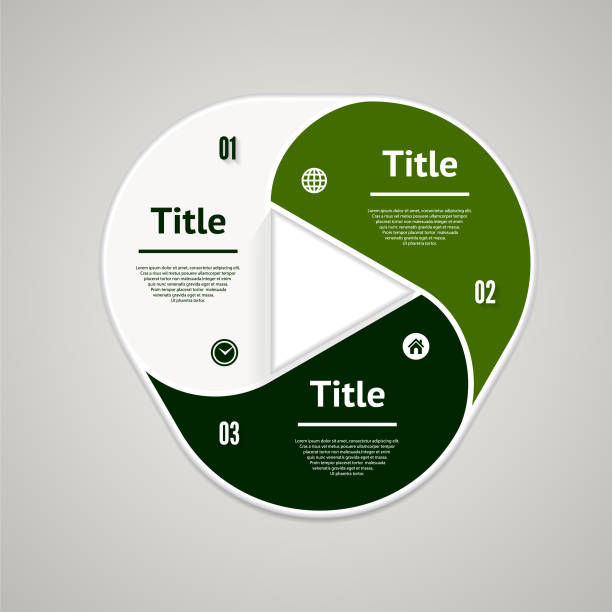 ilustraciones, imágenes clip art, dibujos animados e iconos de stock de infografía del círculo vectorial. plantilla para diagrama, gráfico, presentación y gráfico. concepto de negocio con tres opciones, piezas, pasos o procesos. antecedentes abstractos - diagram graph three dimensional shape chart