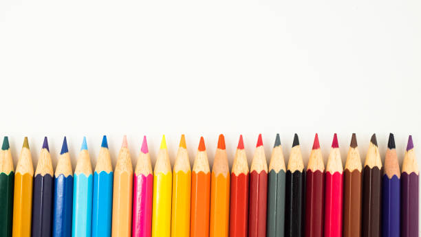 istock Color pencil with copy space isolated on white background, education frame concept. selective focus 1218167722