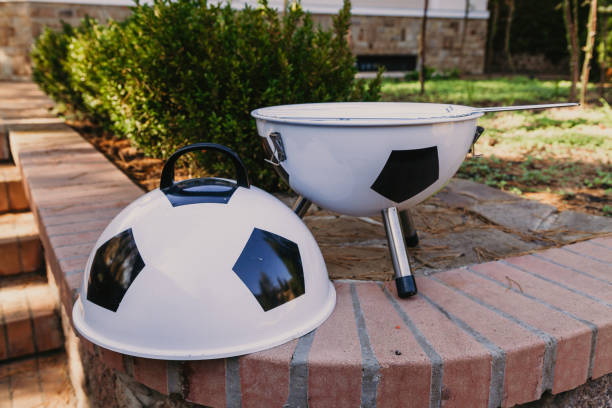 istock Soccer ball shaped metal barbecue 1218170294