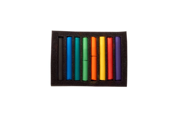 istock drawing with pastels. Multi-colored pastel pieces in a package 1218170488
