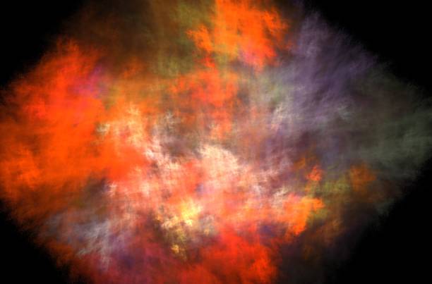 istock Orange green yellow fractal on black background. Abstract wallpaper. Graphic design pattern. Colorful texture. 1218170559