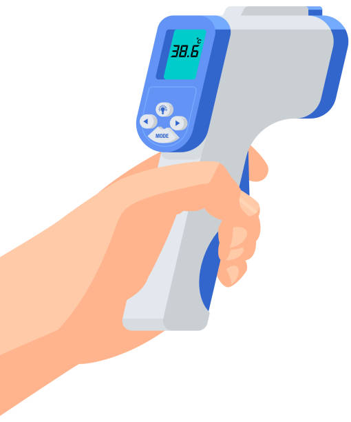 illustrations, cliparts, dessins animés et icônes de thermomètre infrarouge - infrared thermometer