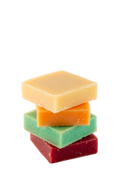 istock Homemade soap isolated on white background 1218174737