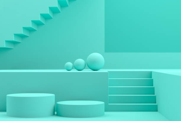 istock 3D Empty Product Stand, Platform, Podium with Staircase, Minimal Design 1218175772