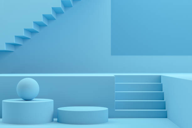 istock 3D Empty Product Stand, Platform, Podium with Staircase, Minimal Design 1218175856