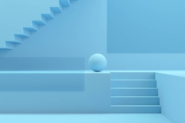 3D Empty Product Stand, Platform, Podium with Staircase, Minimal Design