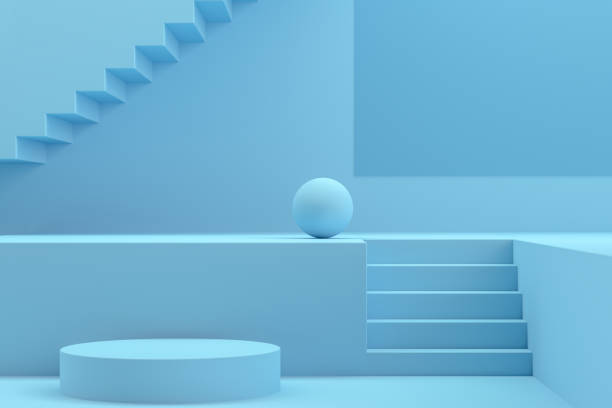 istock 3D Empty Product Stand, Platform, Podium with Staircase, Minimal Design 1218175930