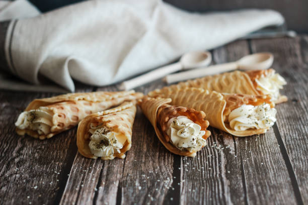 istock Russian waffles with cream cheese and spices 1218177491
