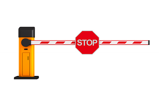 closed automatic barrier on white background. Isolated 3D illustration