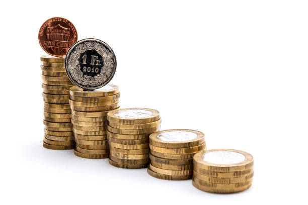 wykres zmiany dolara w stosunku do franka szwajcarskiego, zdjęcie poziome - swiss currency coin swiss francs swiss coin zdjęcia i obrazy z banku zdjęć
