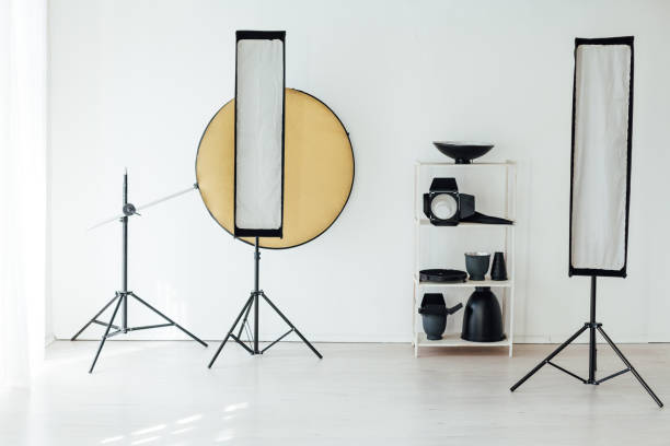 istock Photo studio equipment flash photographer accessories backgrounds 1218186171